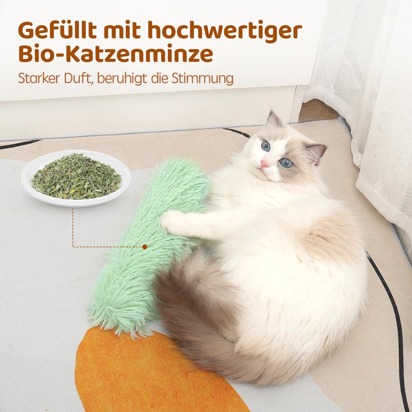 3 Katzenkissen mit Bio-Katzenminze