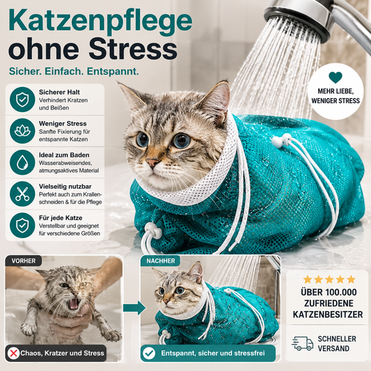 Atmungsaktive Waschbeutel-Netztasche für Katzen